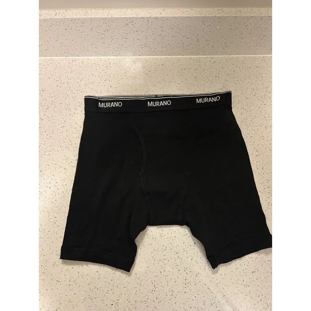 Murano Mens Black 2-Pack Comfort Stretch Boxer Briefs Black Size Medium